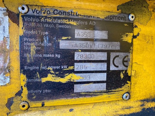 Tombereau Articulé VOLVO A35D Occasion – Image 12